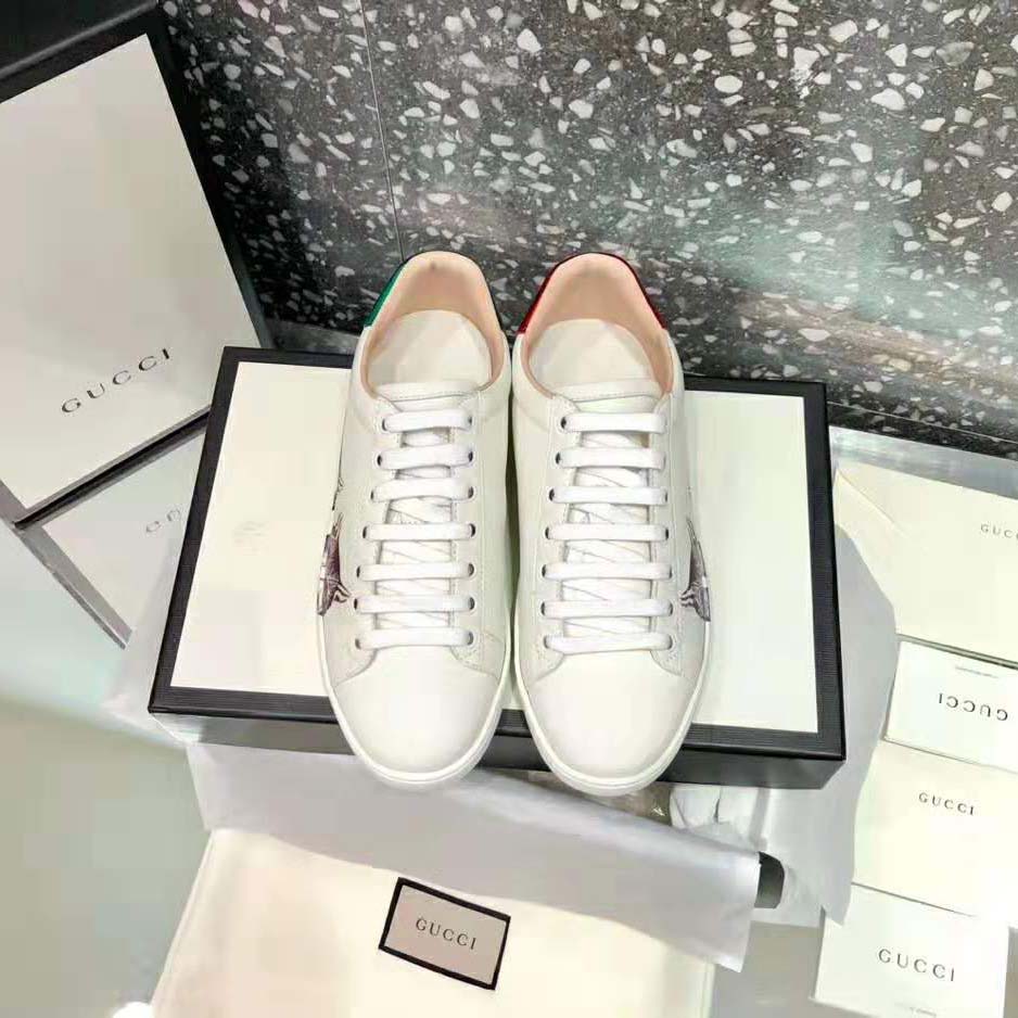 Gucci Women’s Ace Sneaker with Mystic Cat Crafted in White Leather