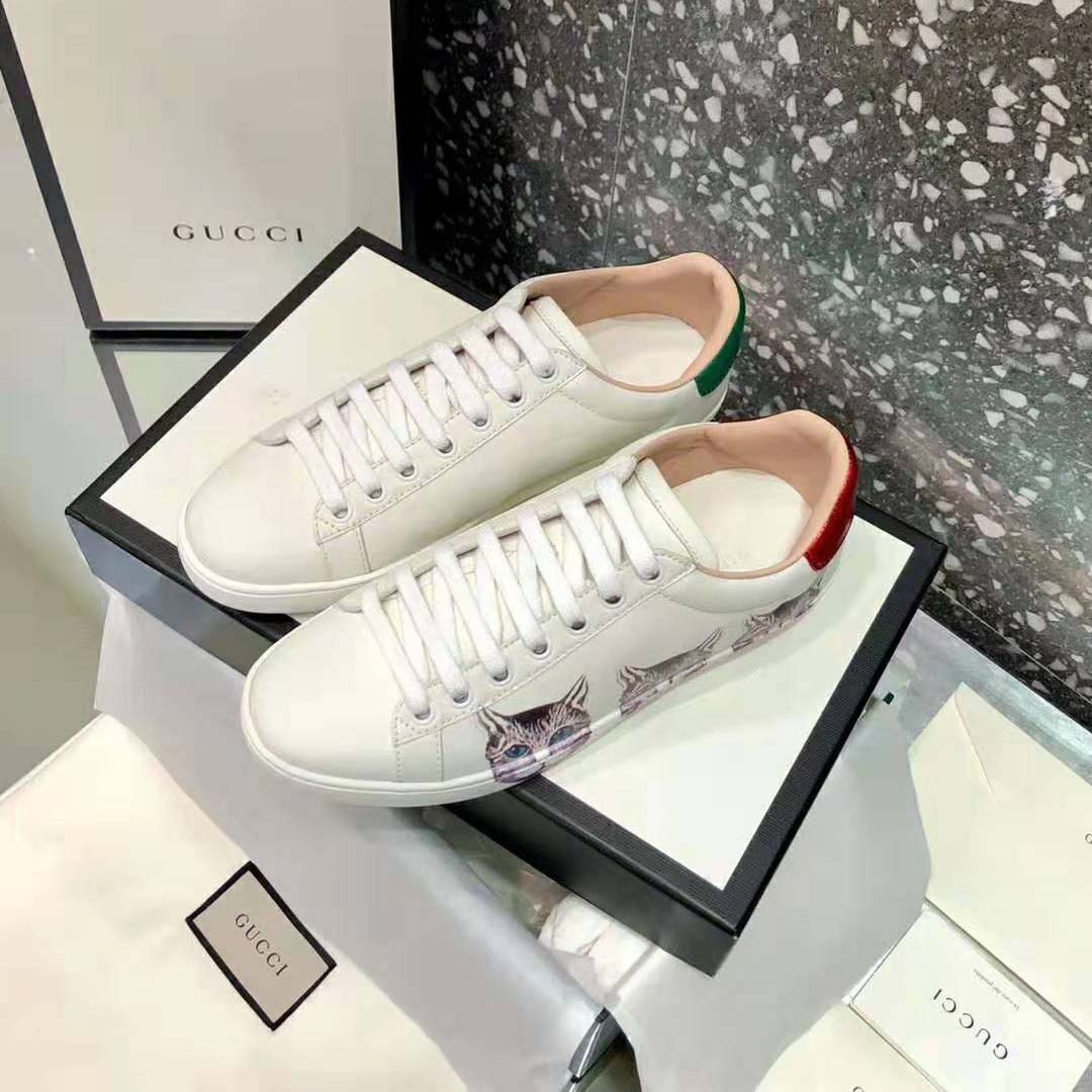 Gucci Women’s Ace Sneaker with Mystic Cat Crafted in White Leather