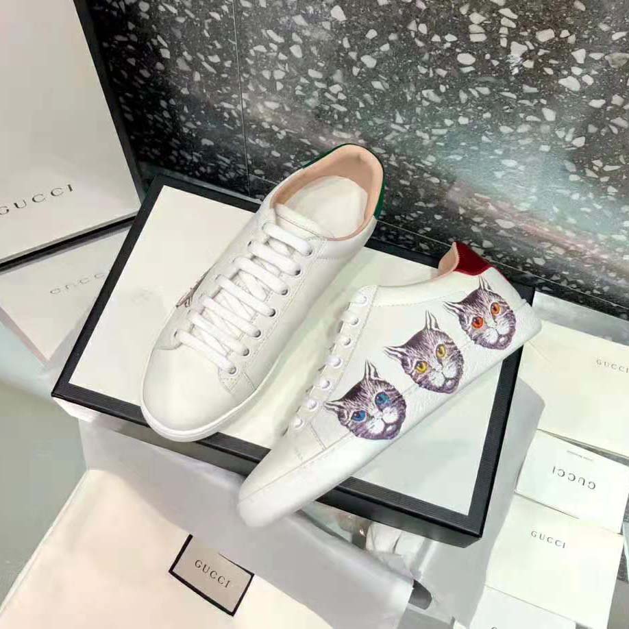 Gucci Women’s Ace Sneaker with Mystic Cat Crafted in White Leather