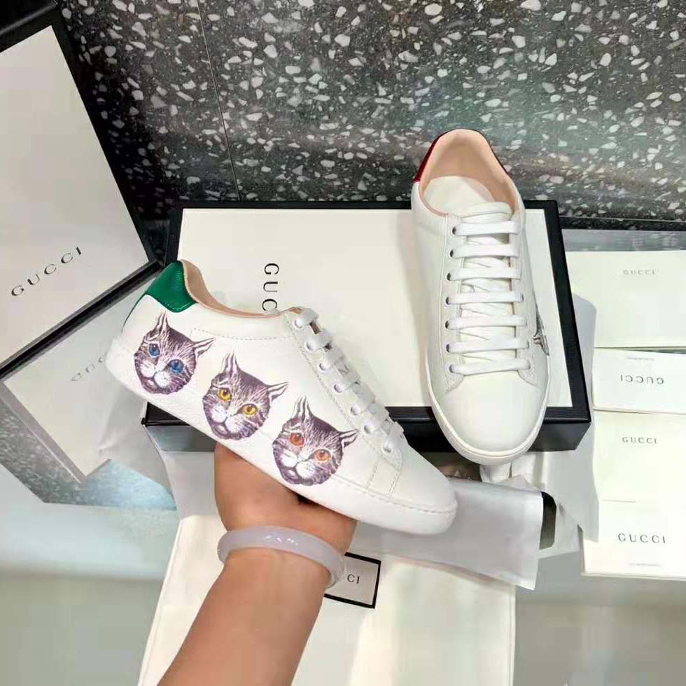 Gucci Women’s Ace Sneaker with Mystic Cat Crafted in White Leather
