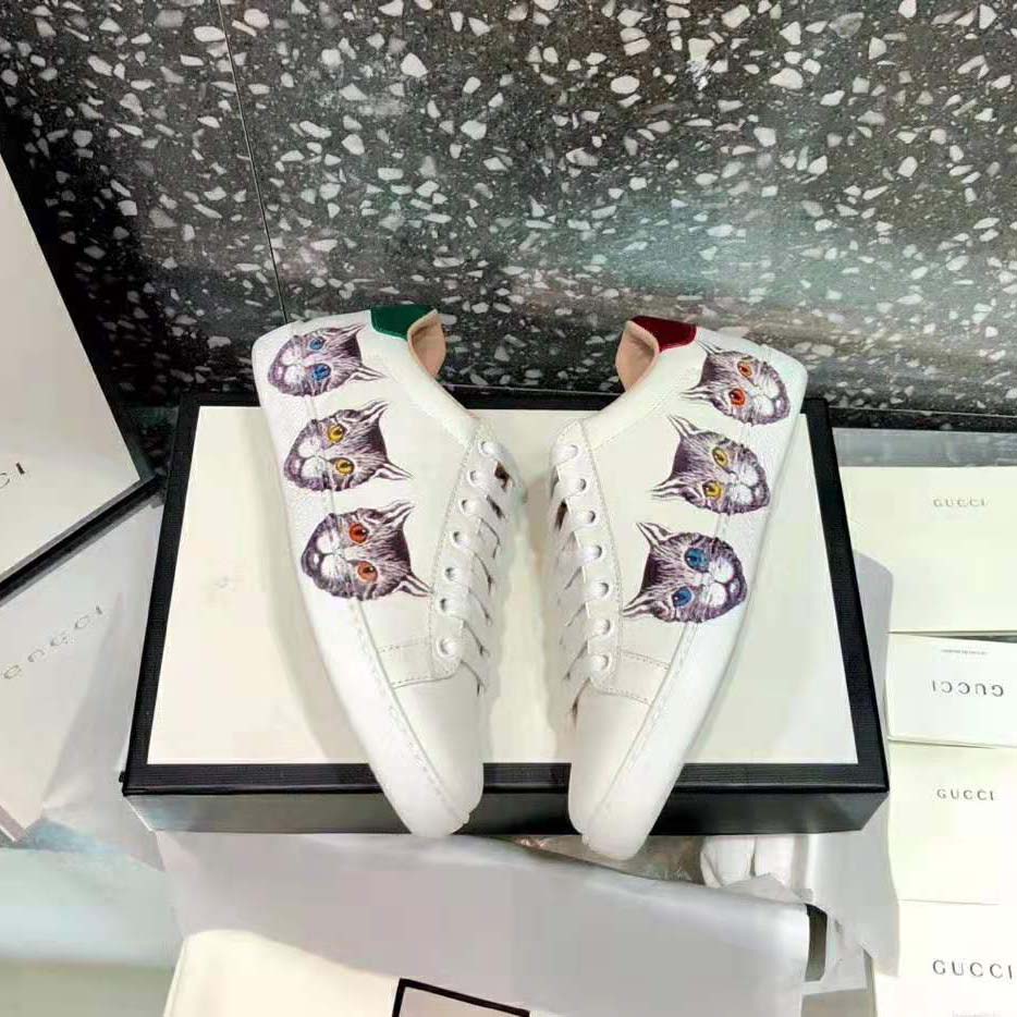Gucci Women’s Ace Sneaker with Mystic Cat Crafted in White Leather