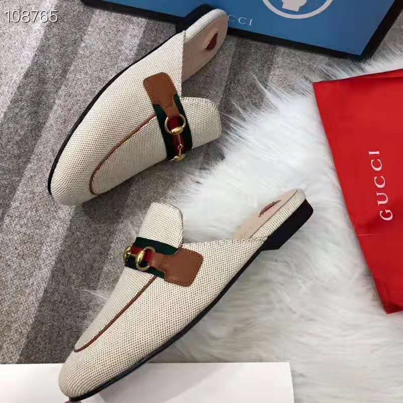 Gucci Women’s Princetown Canvas Slipper 1cm Heel-Sandy