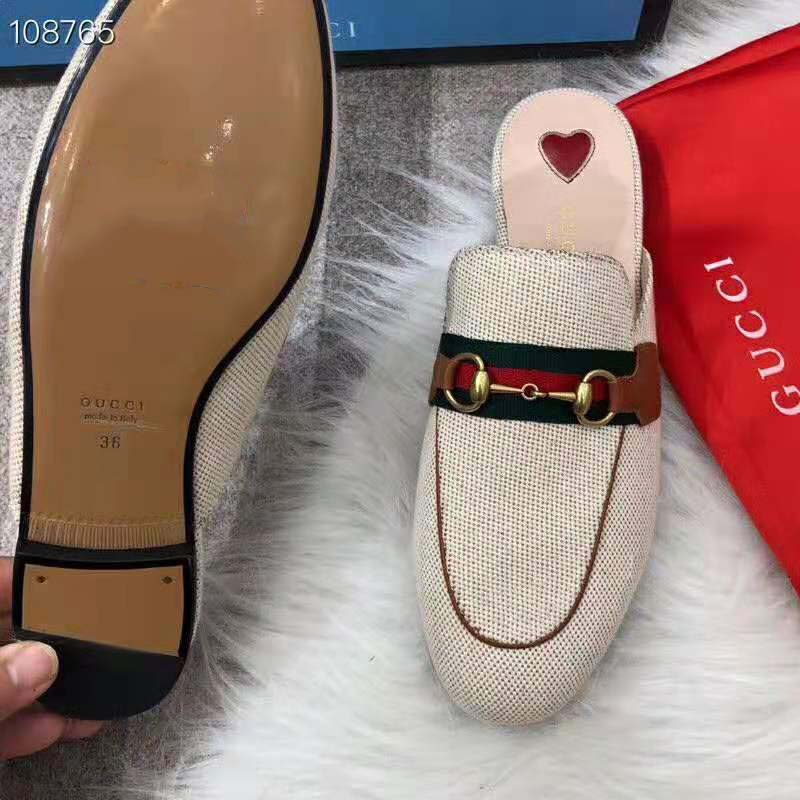 Gucci Women’s Princetown Canvas Slipper 1cm Heel-Sandy