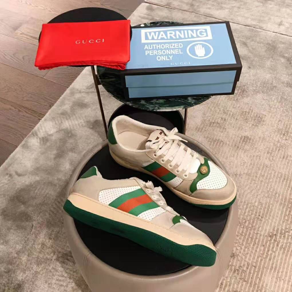 Gucci Women’s Screener Sneaker with Cherries 3.6cm Height-Green