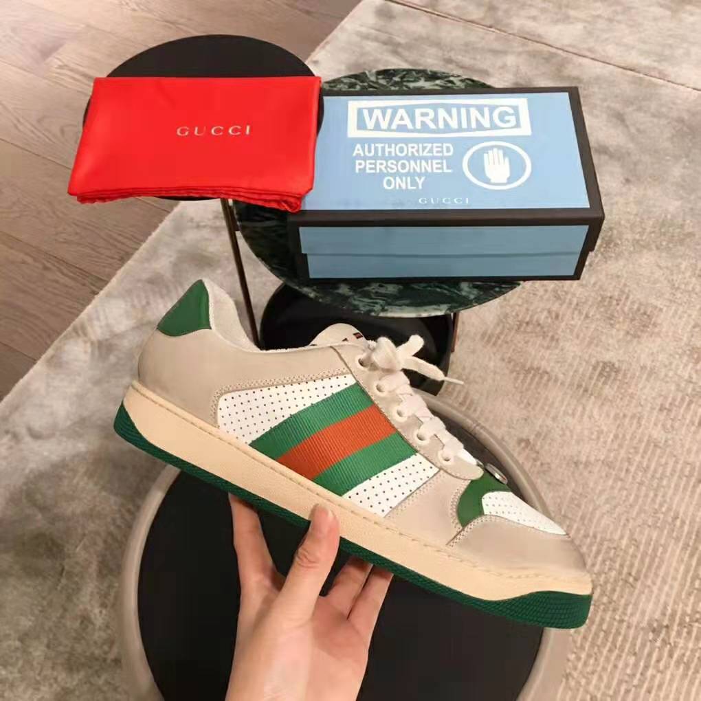 Gucci Women’s Screener Sneaker with Cherries 3.6cm Height-Green
