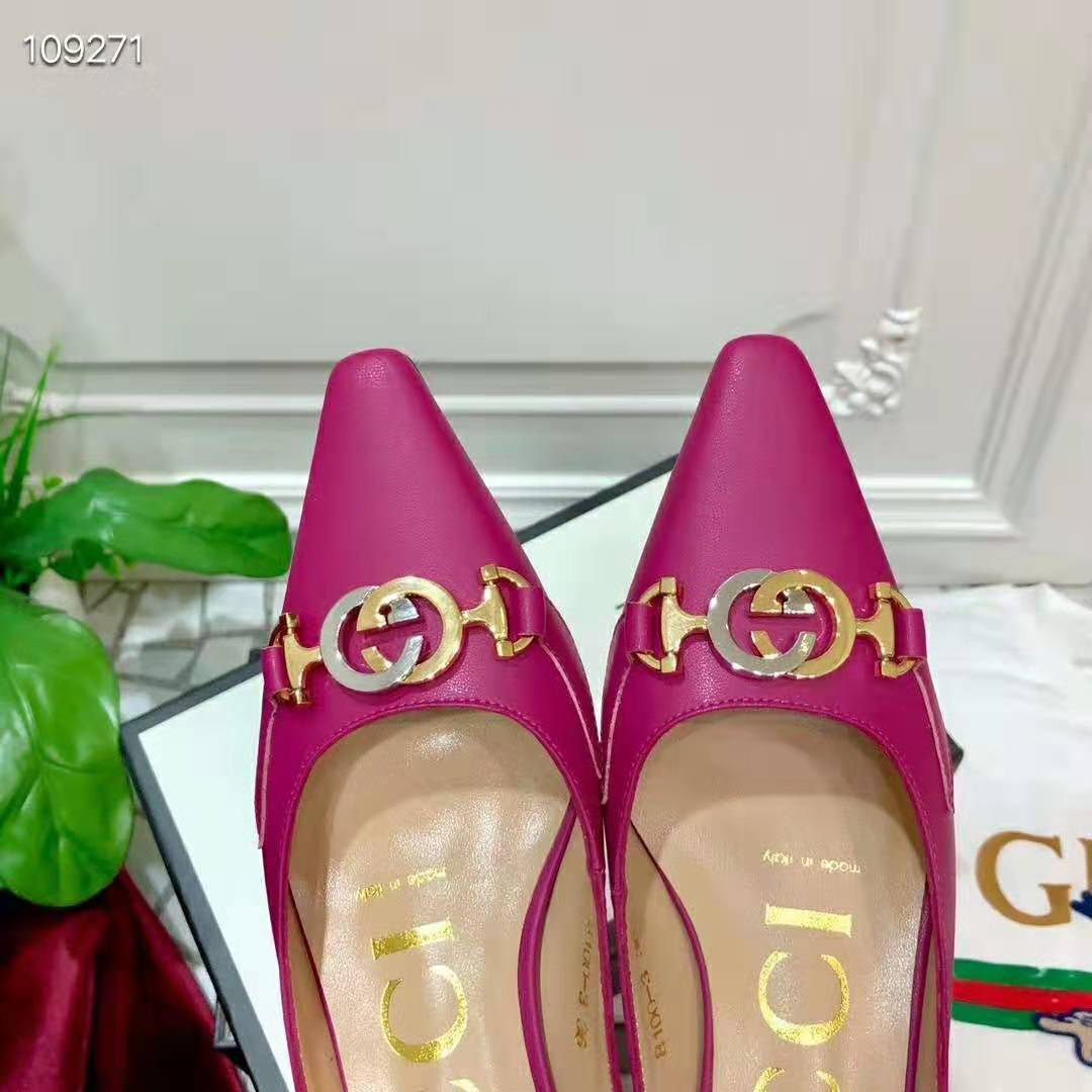 Gucci Women Zumi Leather Slide 4.6 cm Height-Rose