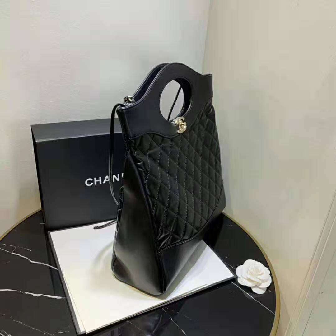 Chanel Women 31 Shopping Bag in Calfskin Leather-Black