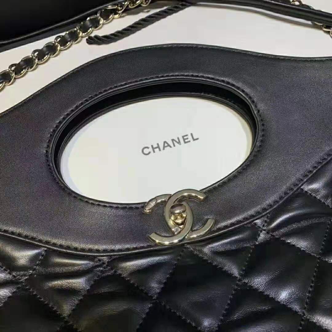 Chanel Women 31 Shopping Bag in Calfskin Leather-Black