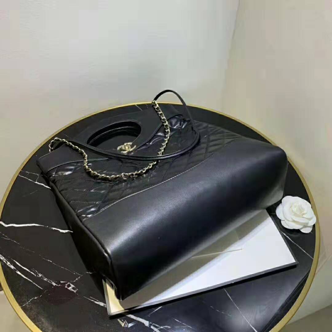Chanel Women 31 Shopping Bag in Calfskin Leather-Black
