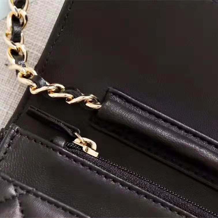 Chanel Women Classic Wallet On Chain in Lambskin Leather-Black