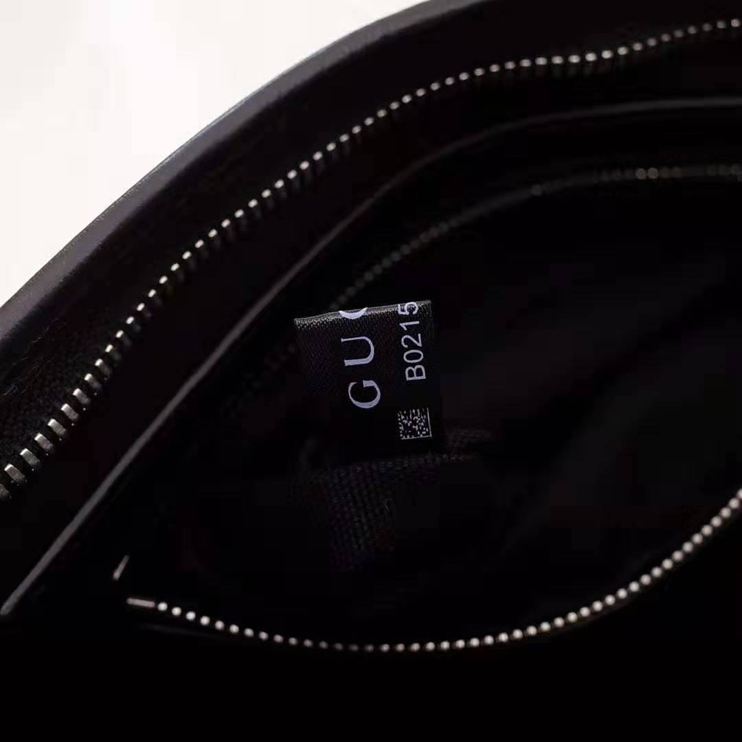 Gucci GG Men Pouch with Interlocking Bag in Black Soft Leather