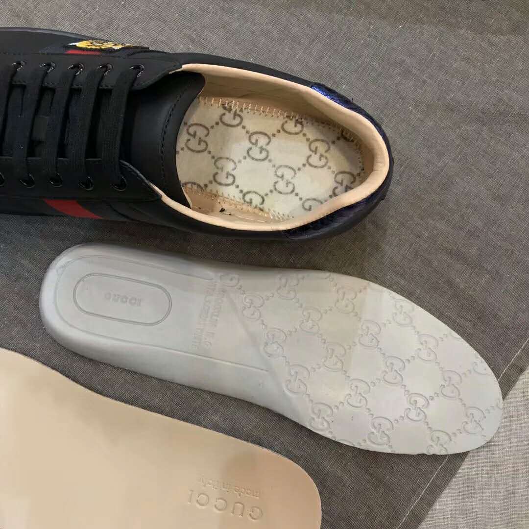 Gucci Men Ace Embroidered Sneaker Shoes with Tiger Web-Black