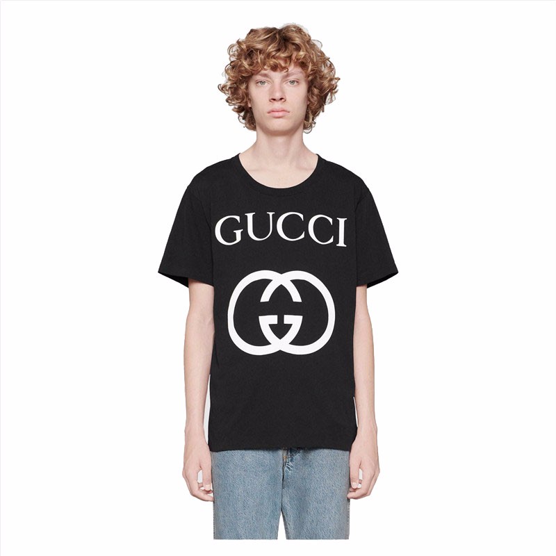 Gucci Men Oversize T-Shirt with Interlocking G-Black