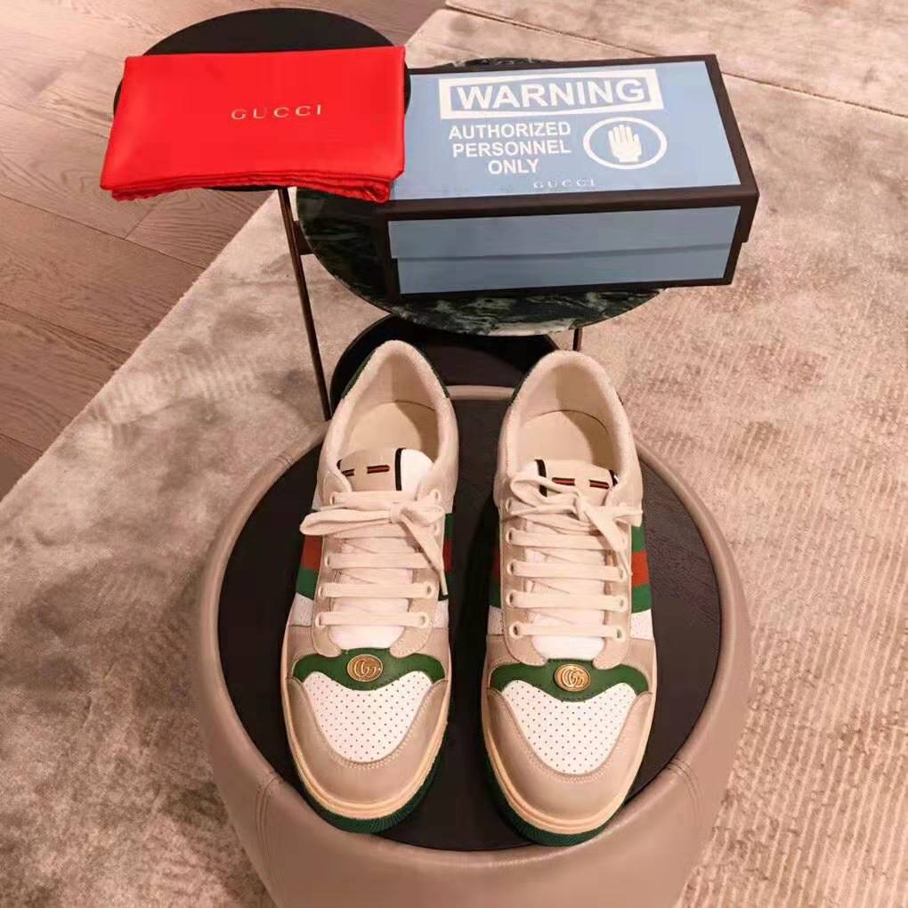 Gucci Men Screener Leather Sneaker 3.6cm Height-Green