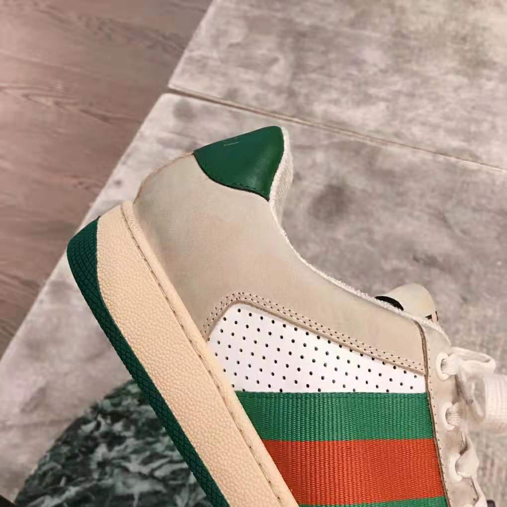 Gucci Men Screener Leather Sneaker 3.6cm Height-Green