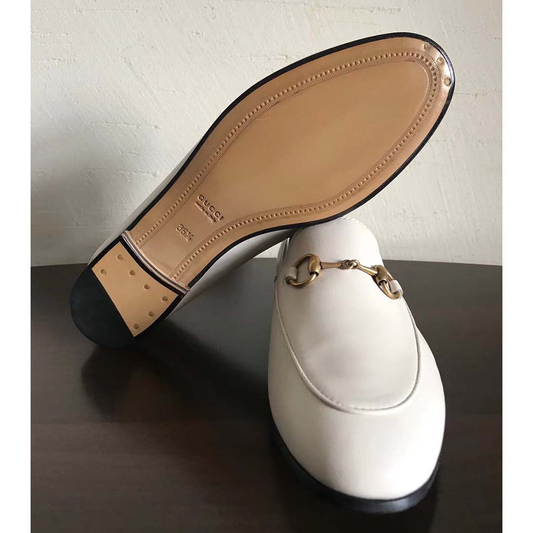 Gucci Women Brixton Leather Horsebit Loafer-White