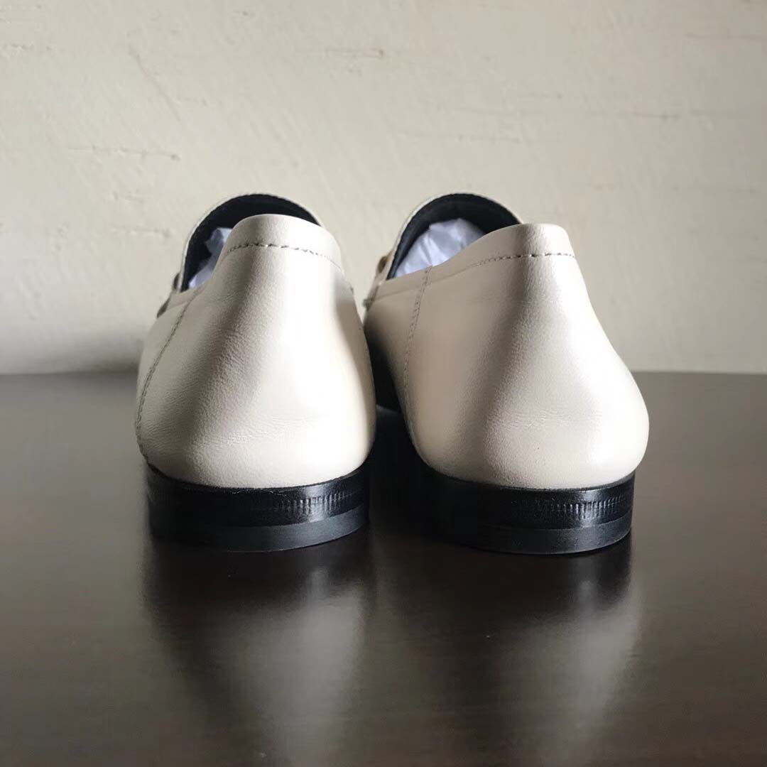Gucci Women Brixton Leather Horsebit Loafer-White