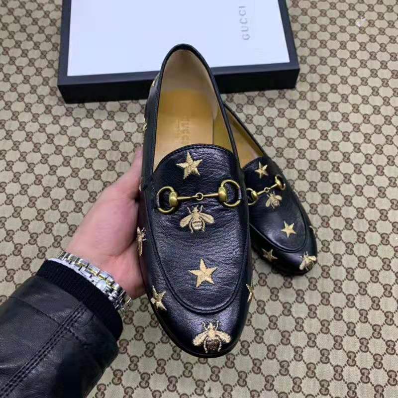 Gucci Women Gucci Jordaan Embroidered Leather Loafer 1.27cm Heel-Black