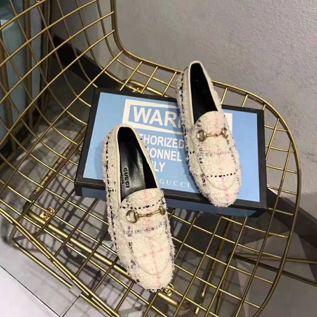 Gucci Women Gucci Jordaan Tweed Loafer 1.3 cm Heel-Beige