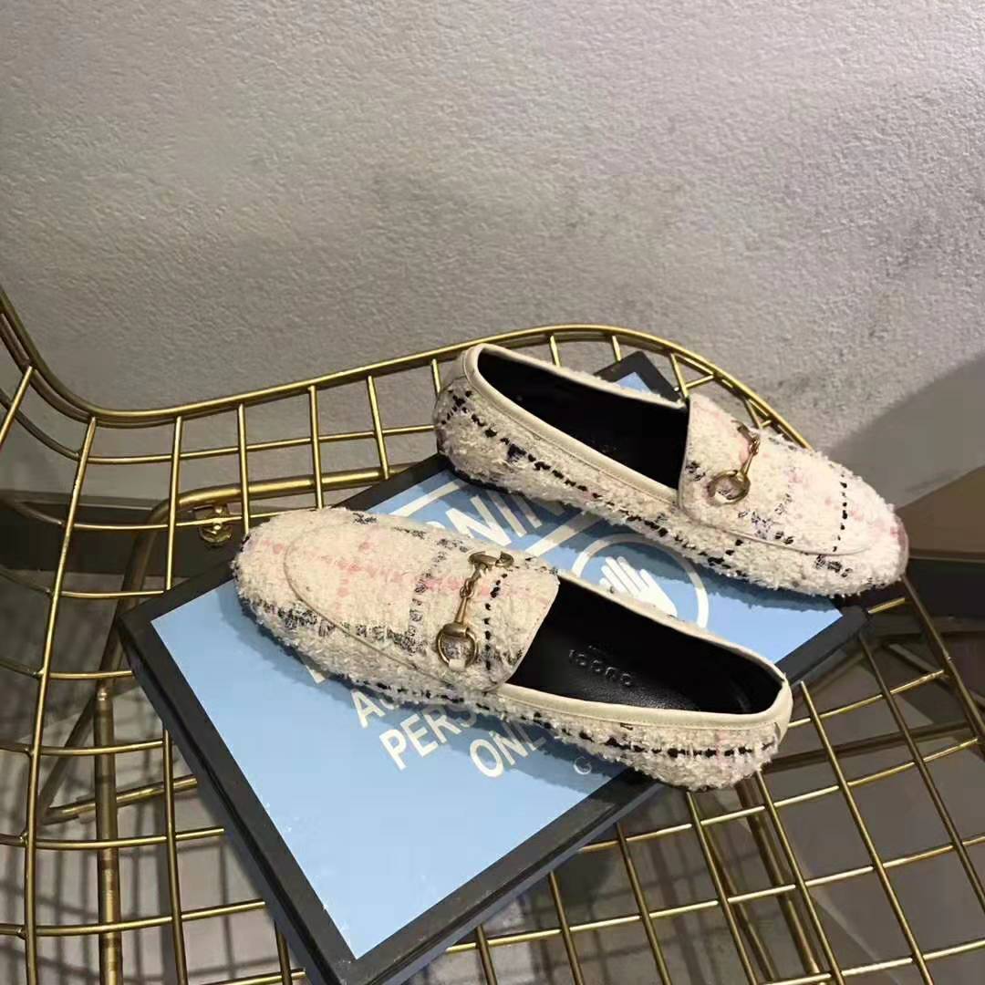 Gucci Women Gucci Jordaan Tweed Loafer 1.3 cm Heel-Beige