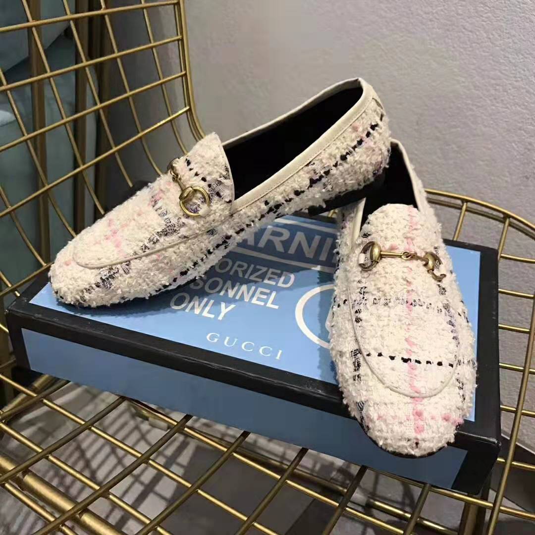 Gucci Women Gucci Jordaan Tweed Loafer 1.3 cm Heel-Beige