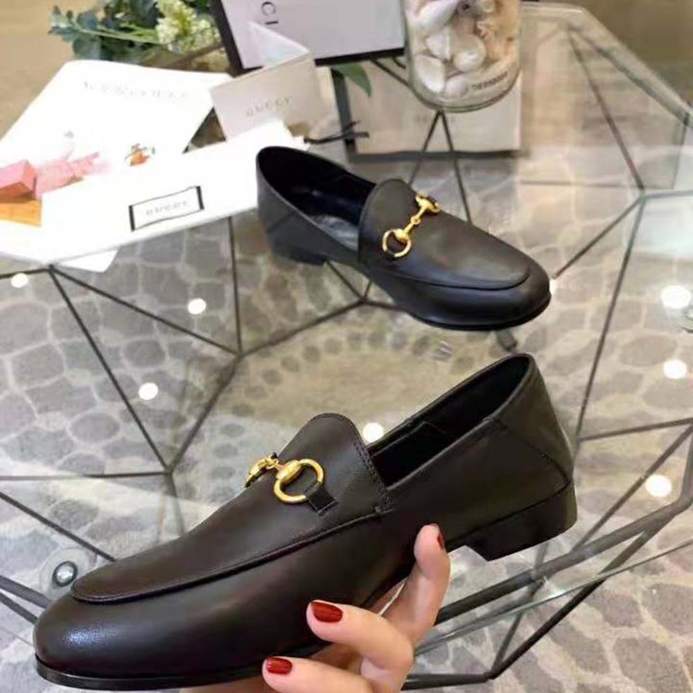 Gucci Women Leather Horsebit Loafer 1.3 cm Height-Black