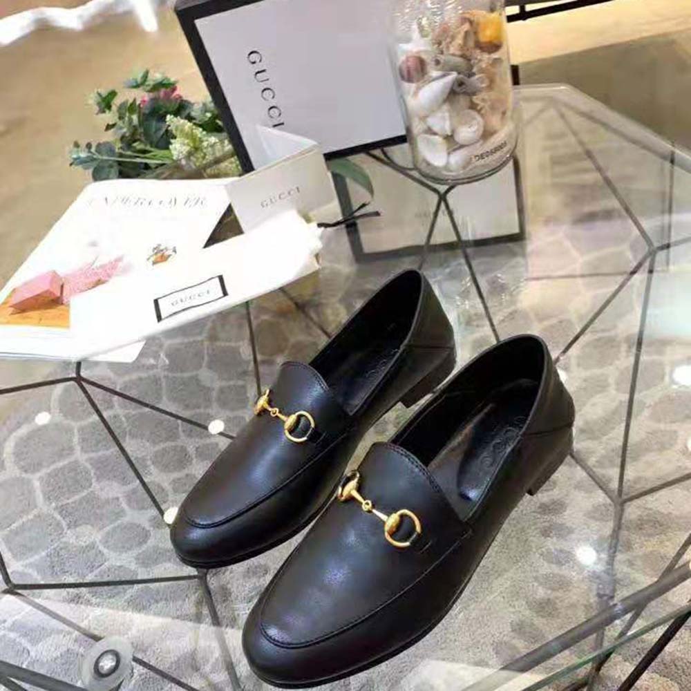Gucci Women Leather Horsebit Loafer 1.3 cm Height-Black