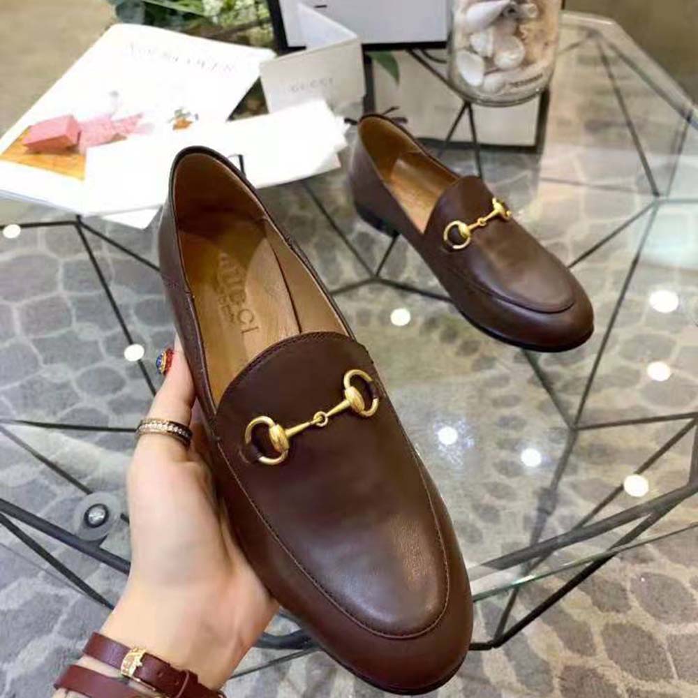 Gucci Women Leather Horsebit Loafer 1.3 cm Height-Brown