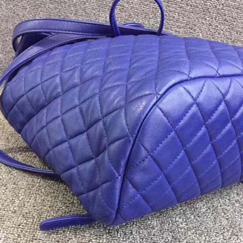 Chanel Women Backpack in Embossed Diamond Pattern Goatskin Leather-Purple