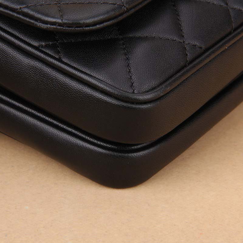 Chanel Women CF Flap Bag in Calfskin Leather with Top Handle-Black