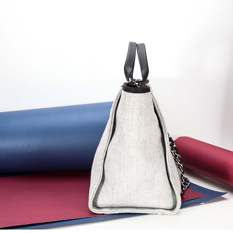 Chanel Women Deanville Shopping Bag Mummy Bag in Canvas and Leather-Grey