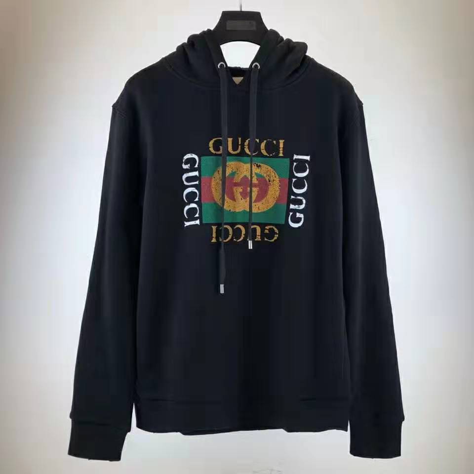 Gucci Men Oversize Sweatshirt with Gucci Logo in 100% Cotton-Black