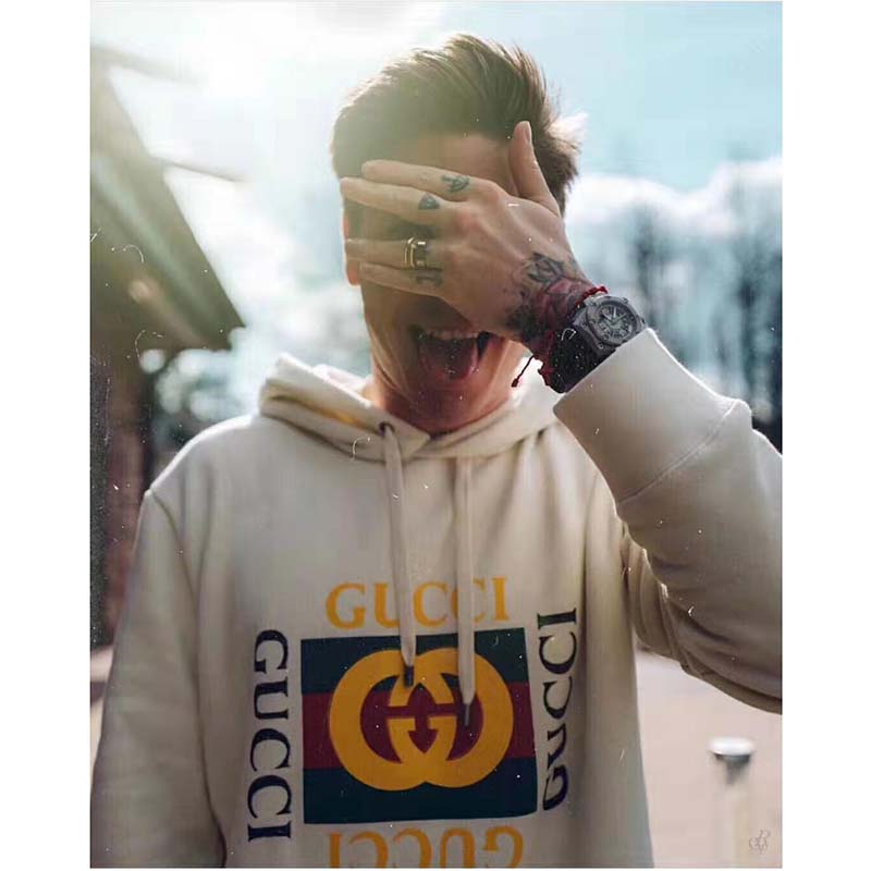 Gucci Men Oversize Sweatshirt with Gucci Logo in 100% Cotton-White