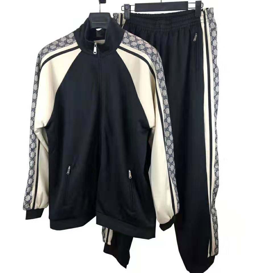 Gucci Men Oversize Technical Jersey Jacket in GG Printed Nylon-Black