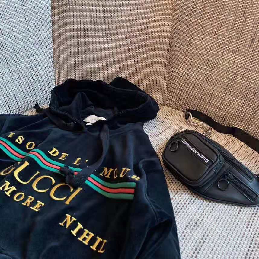 Gucci Women Oversize Sweatshirt with Gucci Embroidery in Black Cotton