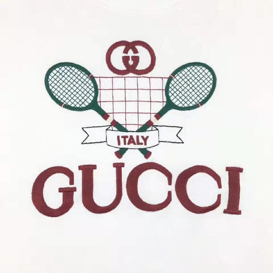 Gucci Women Oversize Sweatshirt with Gucci Tennis in 100% Cotton-White