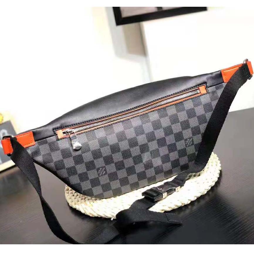 Louis Vuitton LV Men Damier Cobalt Race Discovery Bumbag in Monogram Canvas-Orange