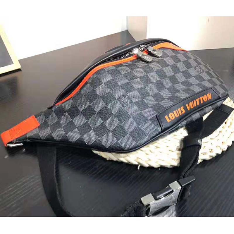 Louis Vuitton LV Men Damier Cobalt Race Discovery Bumbag in Monogram Canvas-Orange