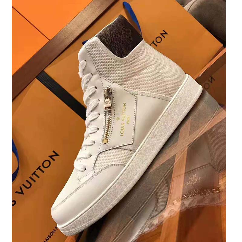 Louis Vuitton LV Unisex Rivoli Sneaker Boot Shoes-White