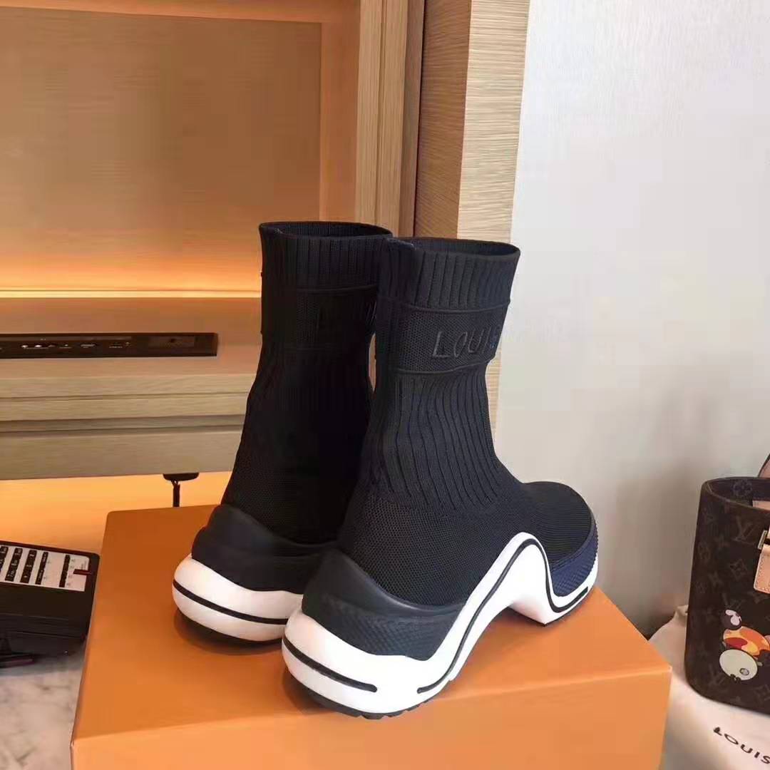 Louis Vuitton LV Women LV Archlight Sneaker Boot in Black and Blue Stretch Textile