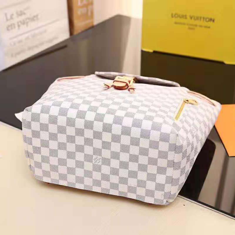 Louis Vuitton LV Women Sperone Backpack in Damier Azur Canvas-Grey