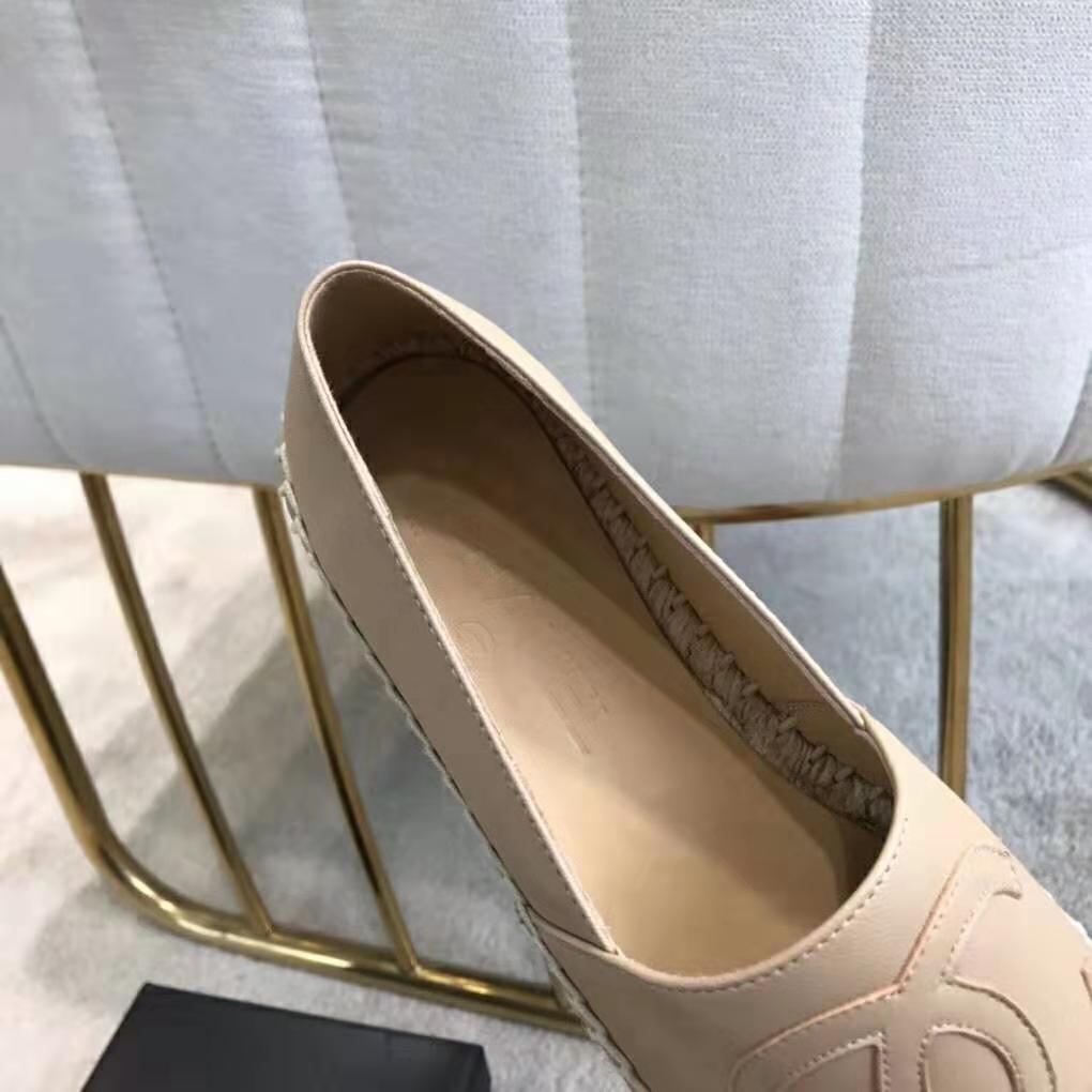 Chanel Women Espadrilles in Lambskin Leather-Beige