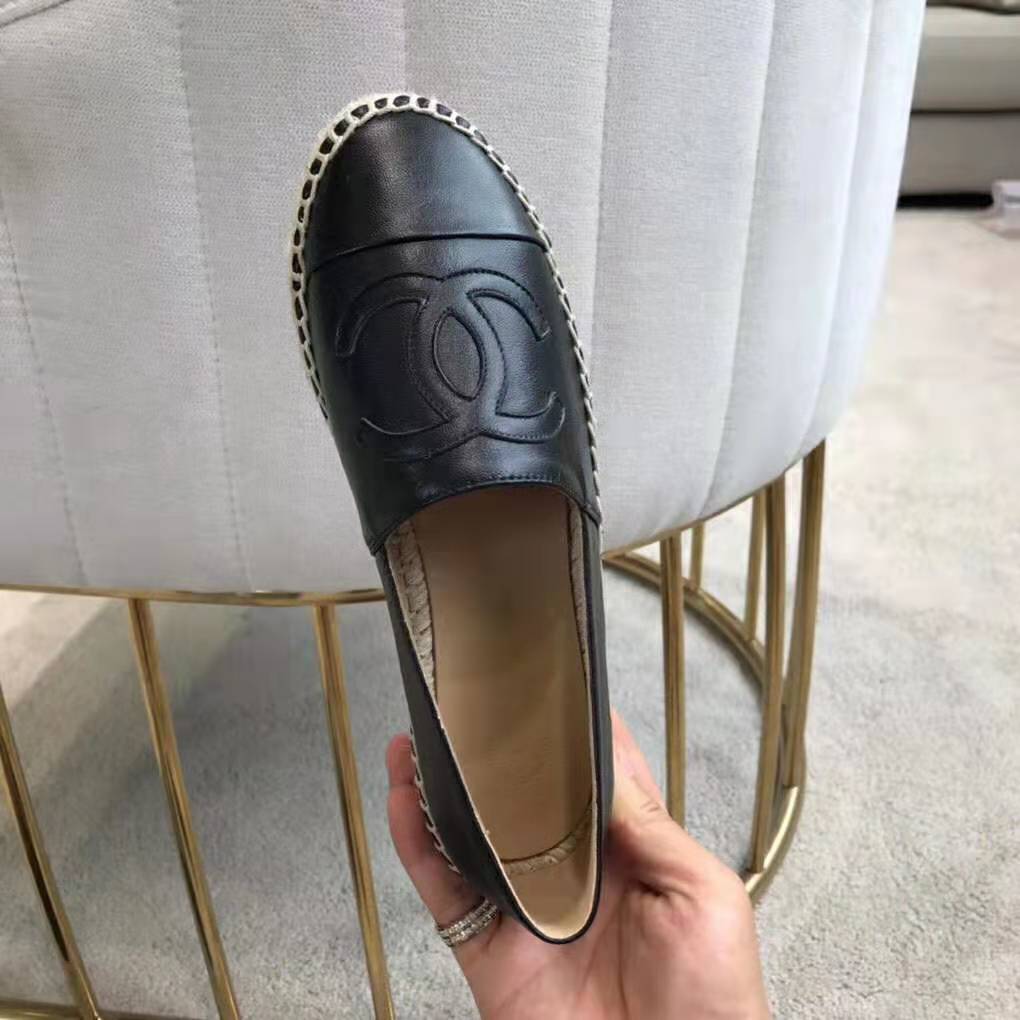 Chanel Women Espadrilles in Lambskin Leather-Black