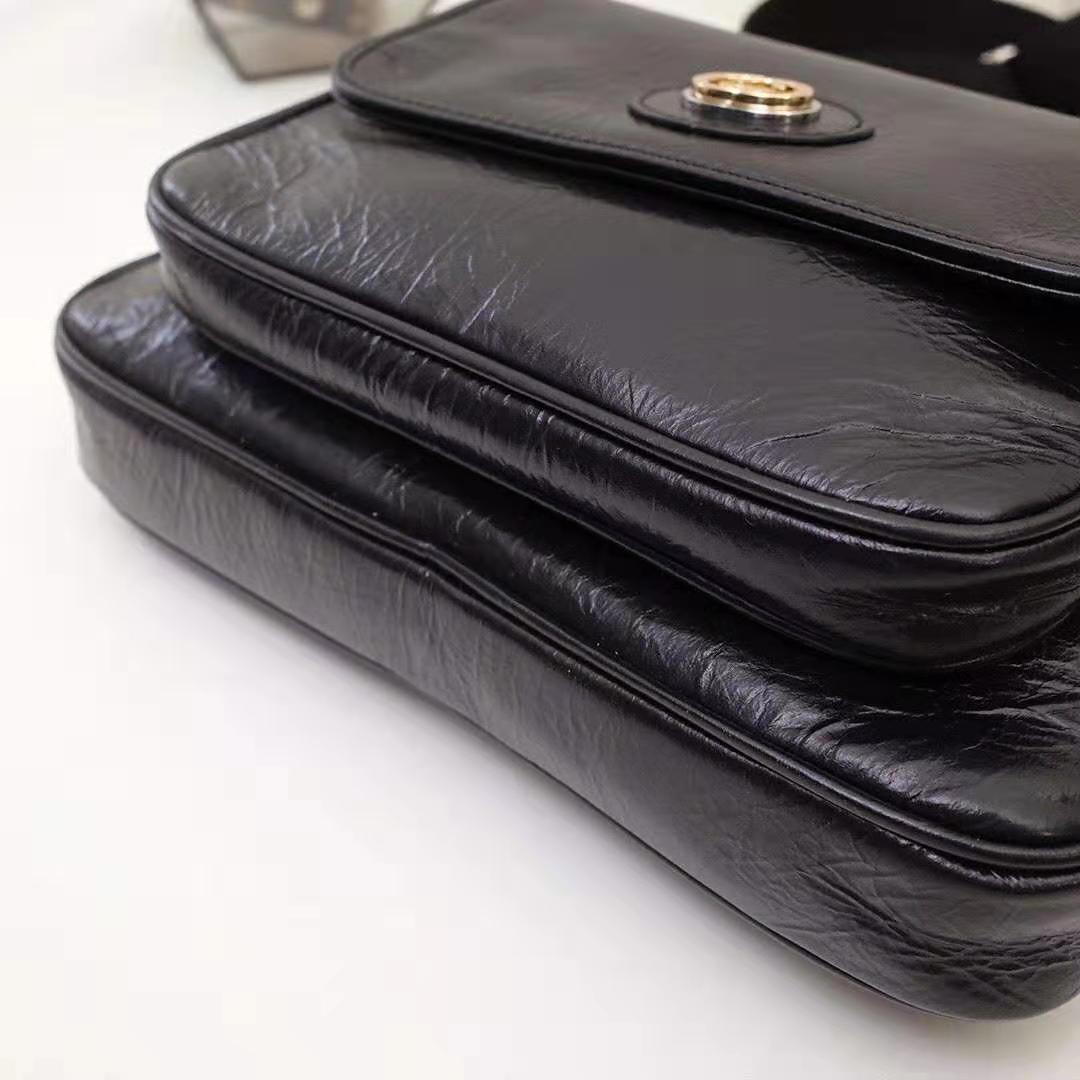 Gucci GG Men Leather Belt Bag in Black Soft Leather