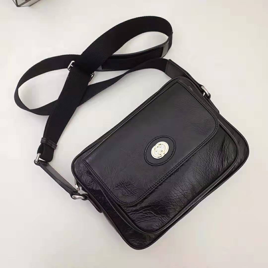 Gucci GG Men Leather Belt Bag in Black Soft Leather