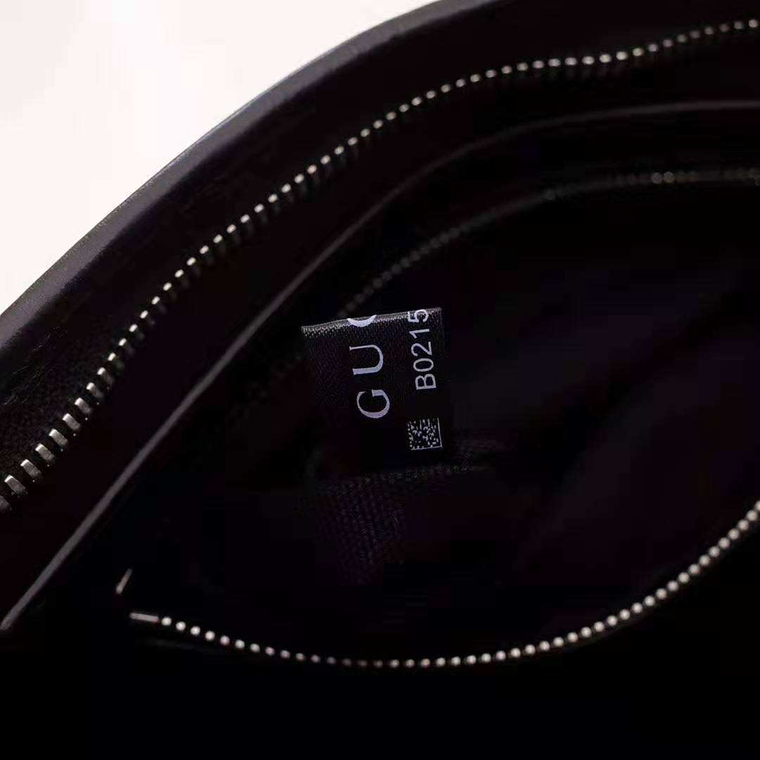 Gucci GG Men Pouch with Interlocking G in Black Soft Leather