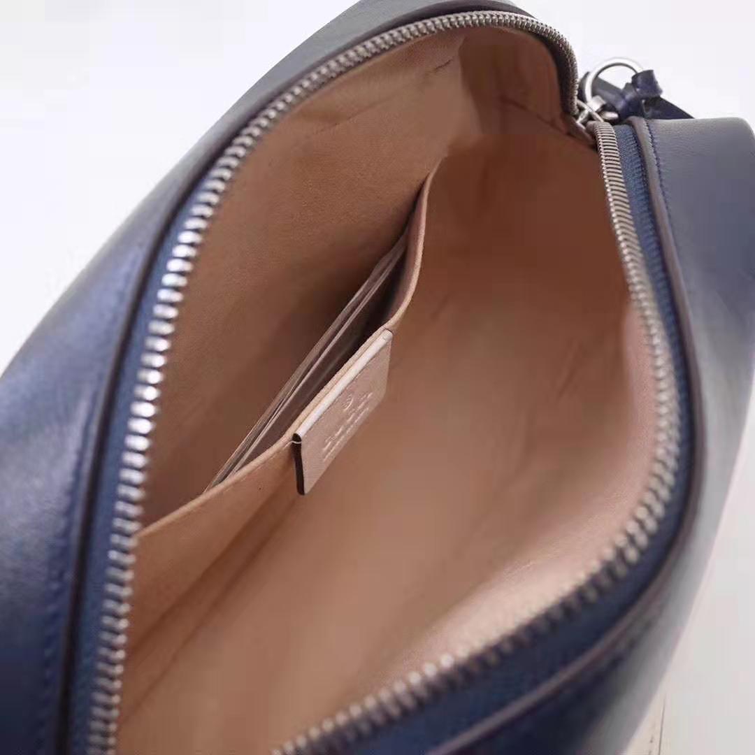 Gucci GG Women GG Marmont Matelassé Shoulder Bag in Blue Diagonal Matelassé Leather