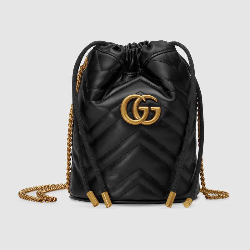 Gucci GG Women GG Marmont Mini Bucket Bag in Matelassé Chevron Leather