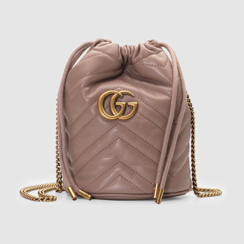 Gucci GG Women GG Marmont Mini Bucket Bag in Matelassé Chevron Leather