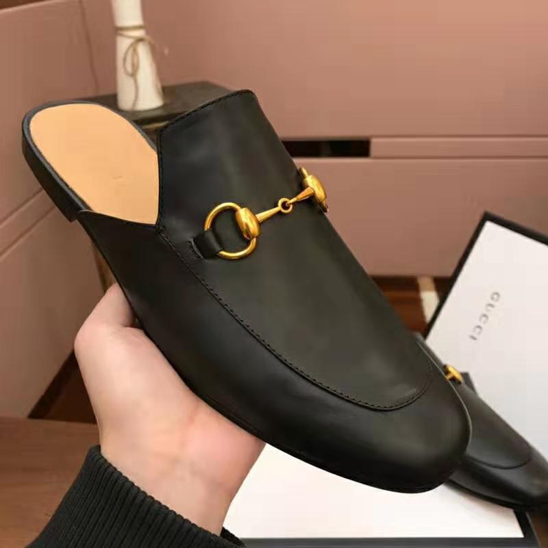Gucci Men Leather Horsebit Slipper 1.3 cm Heel-Black